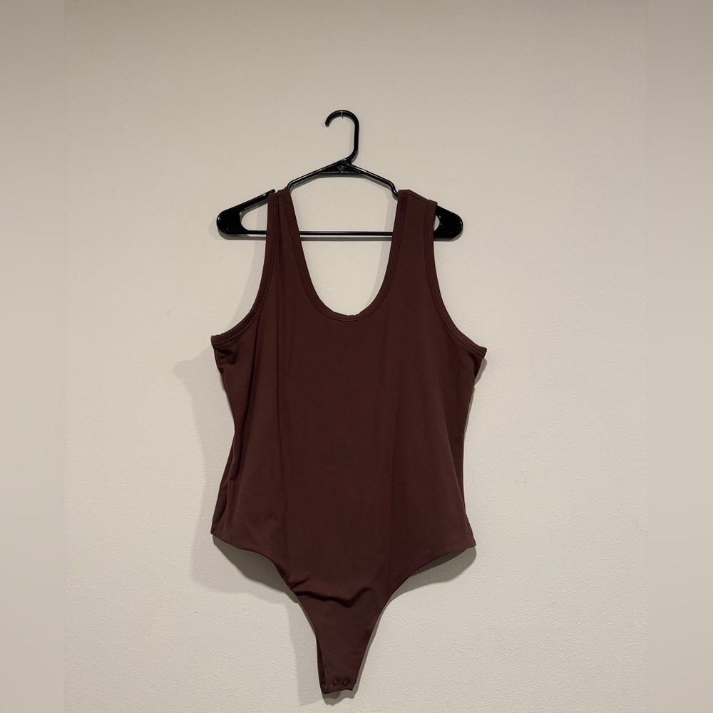 nuuds Chocolate Brown Scoop Neck Tank Bodysuit